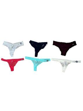 Aerie Lot of 6 Assorted Lace Thong Panties Tanga Underwear Women's Size Medium M